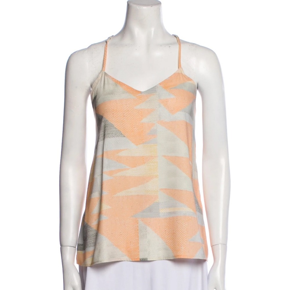 Mara Hoffman Loom Peach Gray Geometric‎ Halter Top, Size L